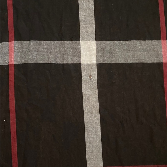 Red, black, and gray scarf with fringe - Picture 8 of 8